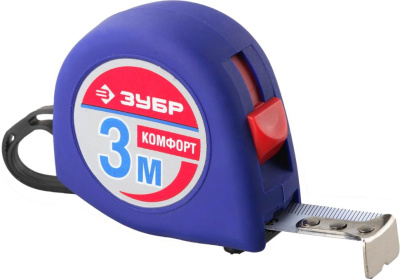 Рулетка 3м/16мм ударостойки корпус и противоскользящее покрытие Зубр "Стандарт" 