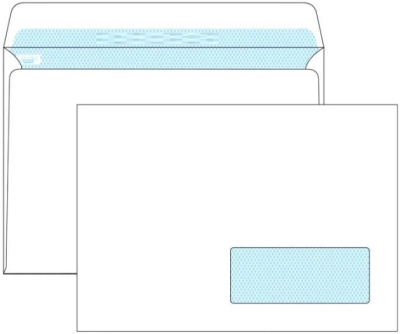 Конверт С65 (114х229мм), 80гр, прав. окно,белый,с отрывной полосой,  Куверт