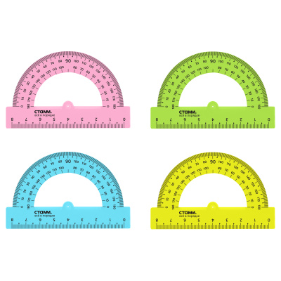 KALAM.KZ - Транспортир 8см, прозрачный, ассорти Neon Стамм