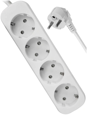 Сетевой фильтр 4 гнезда, 5 м, Defender E450, без выкл. с заземл. белый