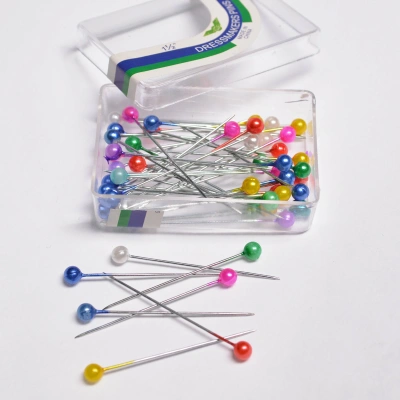 KALAM.KZ - Булавки для закалывания, портновские 100шт, цветные в пластиковом боксе 