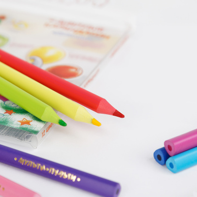 KALAM.KZ - Карандаши цветные, 12 цветов, набор, "Джамбо" Мульти-Пульти