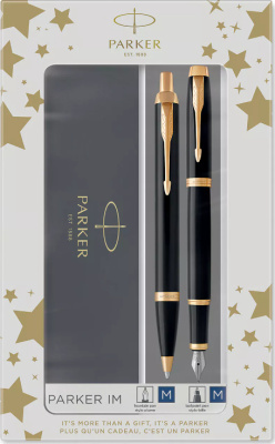 Набор подарочный, ручка шариковая и ручка перьевая IM Black GT Parker