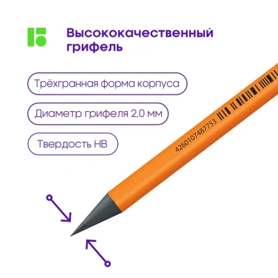 KALAM.KZ - Карандаш простой HB, без ластика, пластик, "Flexy Neon" Berlingo