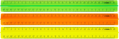 KALAM.KZ - Линейка 30см, неоновые цвета, с держателем,  пластик, Стамм