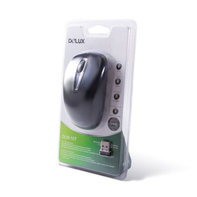 KALAM.KZ - Мышь беспроводная Delux, DLM-107OGB, 3D, 1000dpi, 2.4ГГц, Нано-ресивер, Эф
