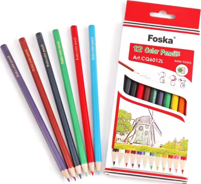 Карандаши цветные 12 цветов, набор, картон.упаковка Foska