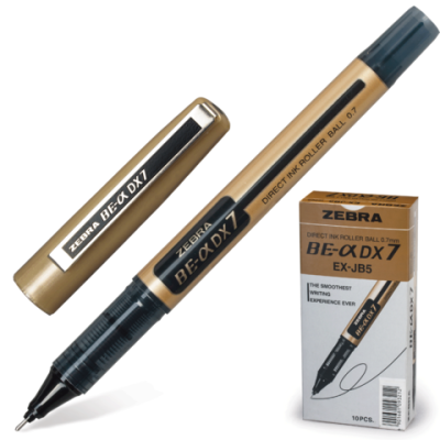 Ручка роллерная 0,7мм черная, Zebra, DX7 Gold barell/Black ink 
