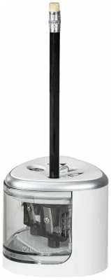 KALAM.KZ - Точилка электрическая, 2 отверстия, с контейнером, белая Brauberg