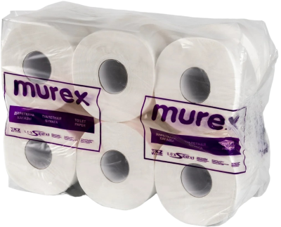 Бумага туалетная 2х-слойная, "100м Jumbo" со втулкой, без обертки 12 шт в уп, Murex