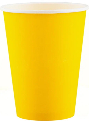 Стакан бумажный, 350 мл, d 90 мм, желтый, (50 шт в уп)