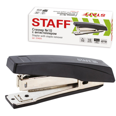 KALAM.KZ - Степлер №10, 1-10л, пластик, черный, STAFF
