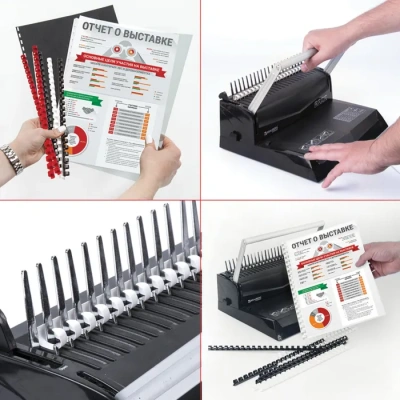 KALAM.KZ - Пружина для переплета, 8мм, 1-40л, пластиковая, черная Brauberg