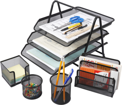 Набор настольный 5 предметов, металл, сетчатый, черный Foska