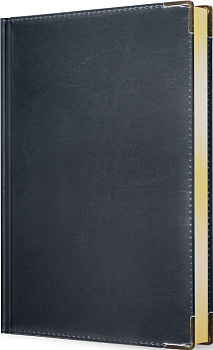 Ежедневник А5, датированный, 176л., иск кожа, Status, темно-синий, золотой торец Эксмо