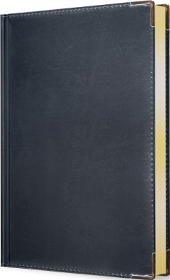 Ежедневник А5, датированный, 176л., иск кожа, Status, темно-синий, золотой торец Эксмо