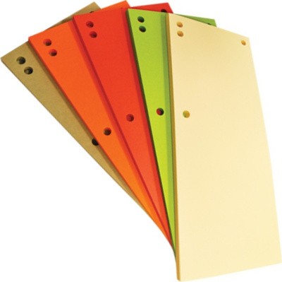 Разделитель 105x235мм, 100л, 190гр, бумажный, 4 отверстия, ассорти Office, PBS