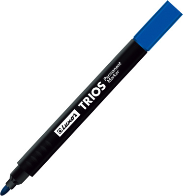 Маркер перманентный, 1-2мм., круглый наконечник, BX Trios, синий Luxor
