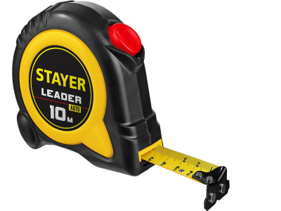 Рулетка 10м/25мм  ударостойкий, с автостопом "Stayer Leader " 