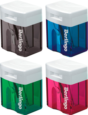 Точилка 1 отверстие, с контейнером, пластик, ассорти "Perfect" Berlingo