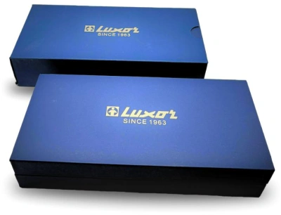 KALAM.KZ - Ручка шариковая 0,7мм, синяя, "Trident", корпус золото/хром, в подарочной упаковке Luxor