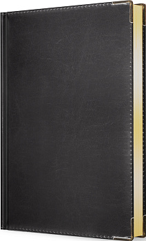 Ежедневник А5, датированный, 176л., иск кожа, Status, черный, золотой торец Эксмо