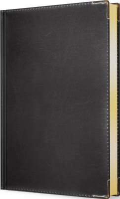 Ежедневник А5, датированный, 176л., иск кожа, Status, черный, золотой торец Эксмо