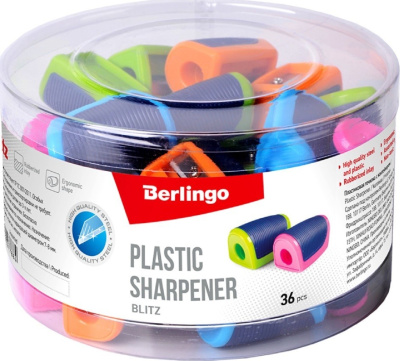 KALAM.KZ - Точилка 1 отверстие, с контейнером, пластик, ассорти "Blitz" Berlingo