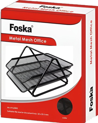 KALAM.KZ - Лоток горизонтальный А4, 2-х секционный, сетчатый, черный Foska