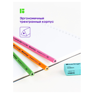 KALAM.KZ - Карандаш простой HB, без ластика, пластик, "Flexy Neon" Berlingo