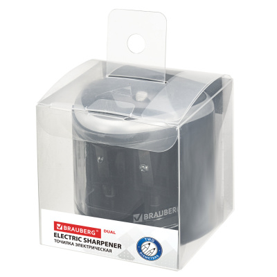 KALAM.KZ - Точилка электрическая, 2 отверстия, с контейнером, черная Brauberg