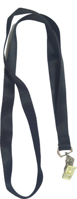 Ремешок для бейджа, 45см, c металлическим зажимом, атласный, черный Kejea