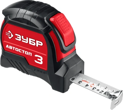 Рулетка 3м/16 мм, автостоп, ударостойкий, обрезиненный корпус, рулетка, автостоп
