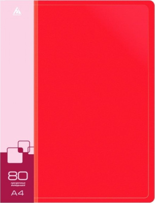 Папка с файлами, 80 файлов, А4, 0.800мкр., пластик красная Бюрократ