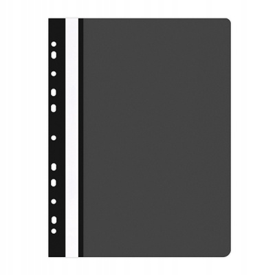 Скоросшиватель пластиковый, с перфорацией, A4, 100/170мкм, черный Office, PBS