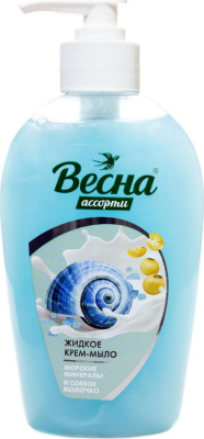 Мыло жидкое 280мл крем, Морские минералы и соевое молочко, с дозатором "Весна" 