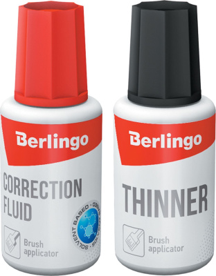 Корректирующая жидкость+разбавитель, 2штx20мл, набор Berlingo