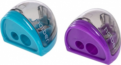 KALAM.KZ - Точилка 2 отверстия, с контейнером, пластик "Hatber Space" 8мм корпус ассорти