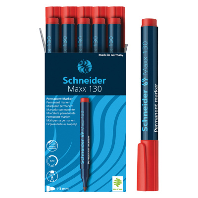 KALAM.KZ - Маркер перманентный, 1-3мм, круглый наконечник, Maxx 130, красный Schneider