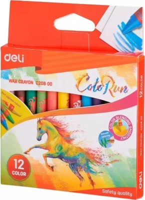 KALAM.KZ - Мелки восковые 12 цветов, набор, "ColoRun", пастельные,  картон Deli