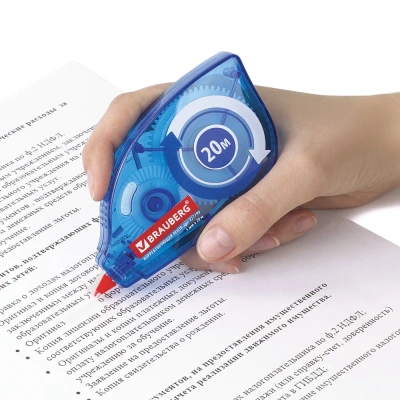 KALAM.KZ - Корректирующий роллер, 5ммx20м, корпус синий, механизм перемотки, Brauberg