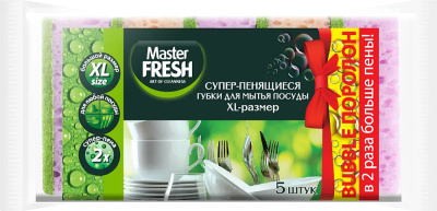Губка для мытья посуды 5 шт в уп. XL (bubble-поролон), "Master Fresh"