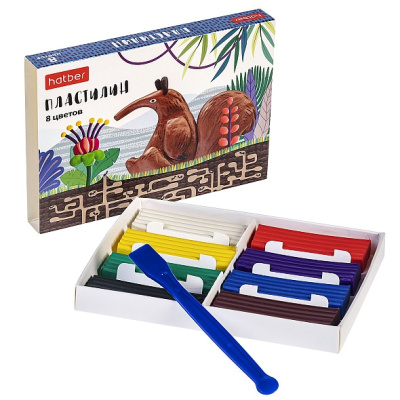 KALAM.KZ - Пластилин 8 цветов, флуорисцентный,  160гр, со стеком, серия "Сolora", Hatber