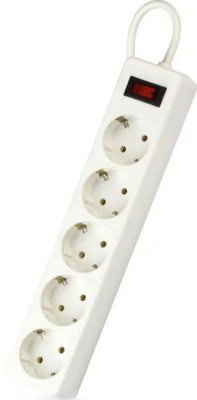 Сетевой фильтр 5 гнезд, 3 м, Smartbuy с заземл., 10А, 22 ПВС 3x0,75, белый