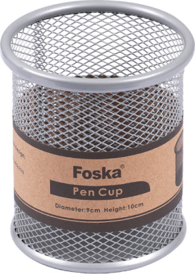 Стакан для ручек, 80x100мм, металл, серый Foska