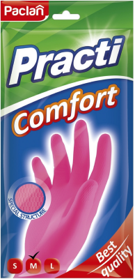 Перчатки резиновые M розовые, 1 пара в уп. Paclan Practi.Comfort