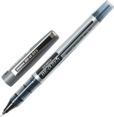 Ручка роллерная 0,5мм черная, Zebra, DX5 Gold barell/Black ink 