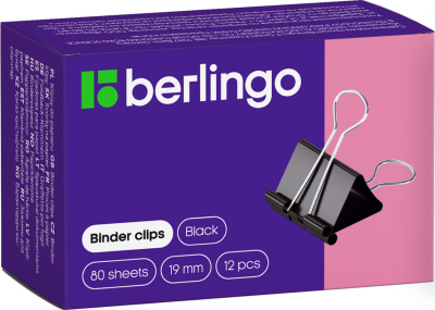 Зажим 19мм, для бумаги, черный Berlingo