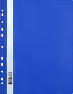 Скоросшиватель пластиковый, с перфорацией, A4 180 мкм, синий 