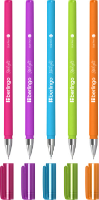 Ручка шариковая, 0.7мм, синяя, Berlingo "Starlight" игольчатый стержень, прорезиненный корпус ассорт